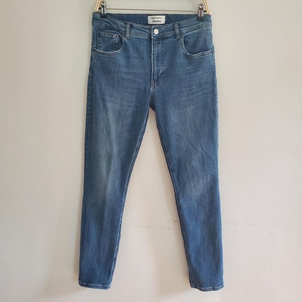 Reformation Jeans 29 Harper Mid Rise Skinny Destin Wash Denim‎ Sustainable